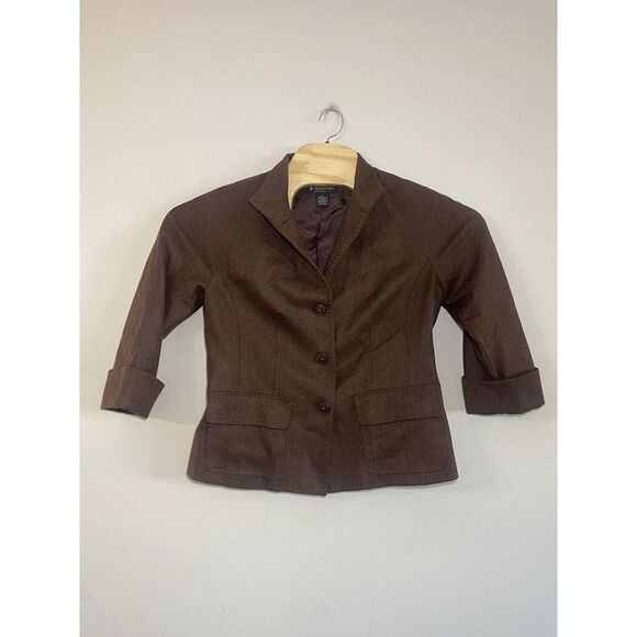Brooks Brothers Italy Brown Blazer Jacket 8 Cashmere Wool - Picture 1 of 6